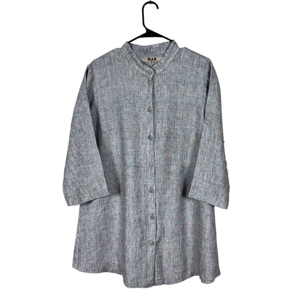 Flax 100% Linen Tunic Top Dress Oversized Lagenlook Minimalist Madrid Collar